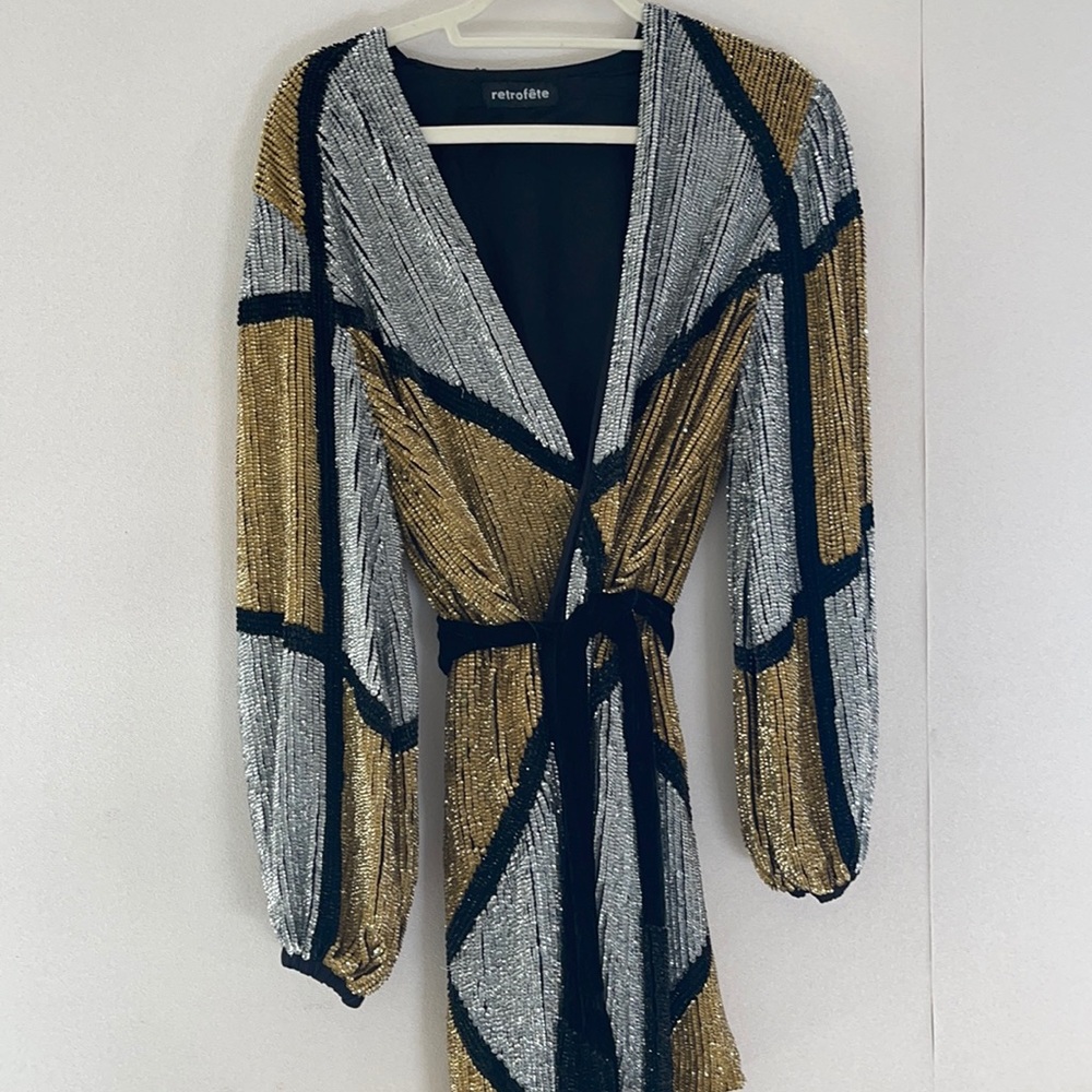 Retrofete geometric robe dress